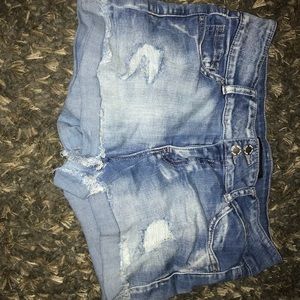 Light wash ripped shorts